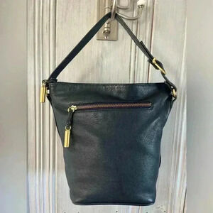 vintage bucket bag Genuine Leather Midnight Blue Old Money Classic timeless chic